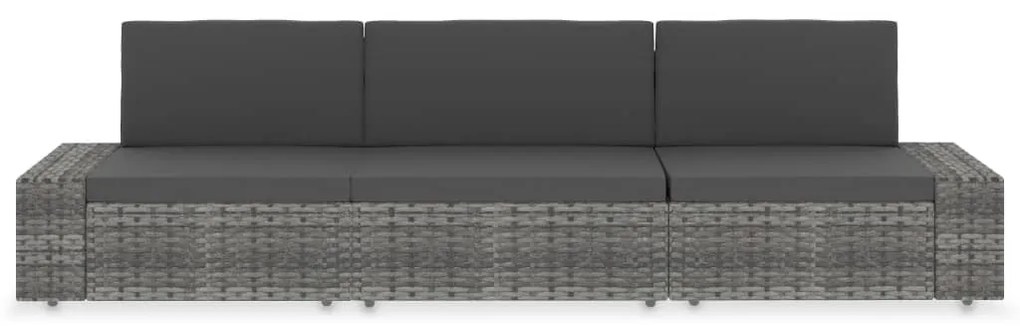 vidaXL 3 személyes szürke elemes polyrattan kanapé