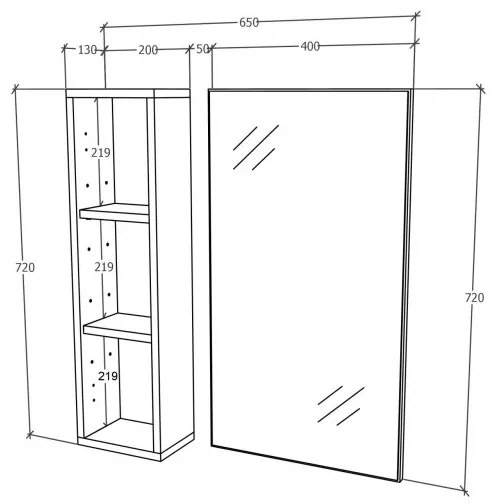 Lucia Fürdőszobai tükrösszekrény MDF előlappal, védőbevonattal Fehér N