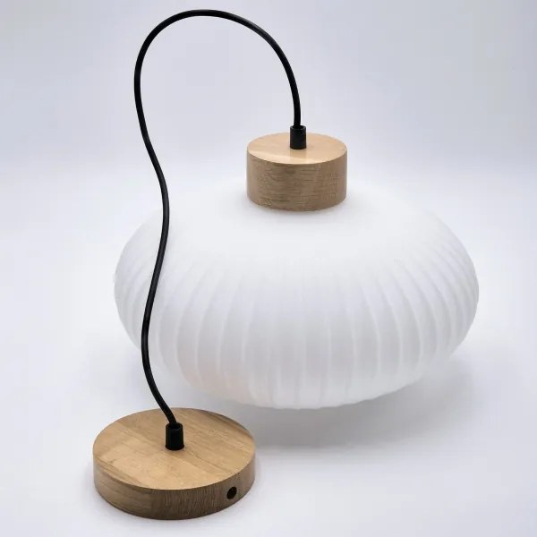 Csillár zsinóron HARMONY 1xE27/15W/230V átm. 30 cm fehér/tölgy