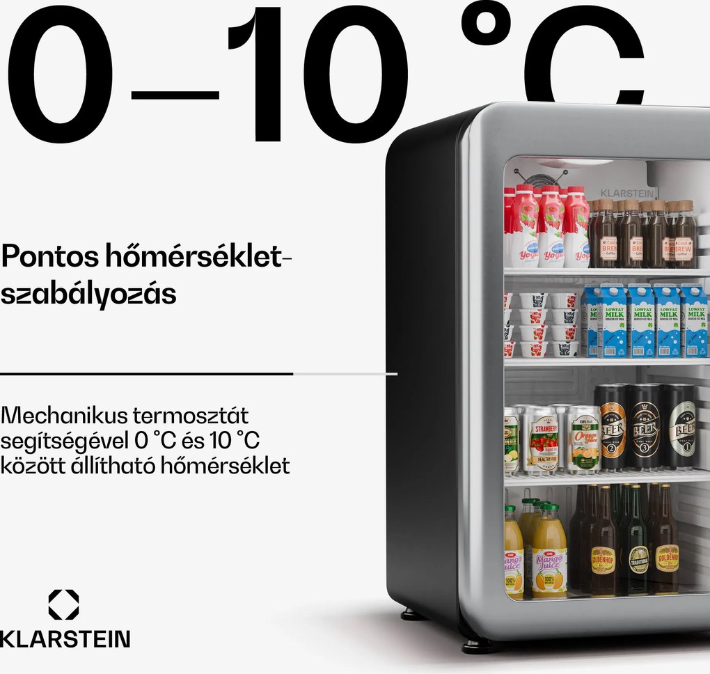 Klarstein Audrey Evo italhűtő, Rretro kivitel, üvegajtó, 113 L, EEK C