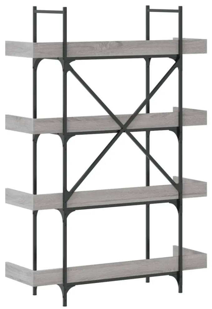 4-szintes szürke sonoma szerelt fa könyvespolc 100x33x145,5 cm