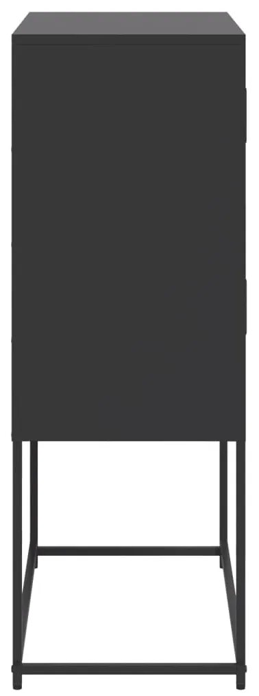 fekete acél tálalószekrény 68,5 x 38,5 x 107 cm