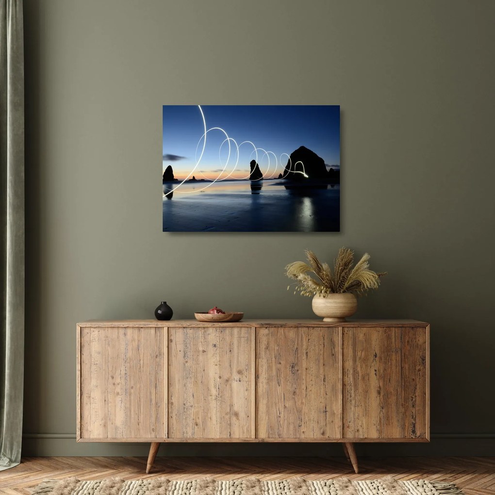 Kép - tengerpart naplementekor (üvegen) (70x50 cm)