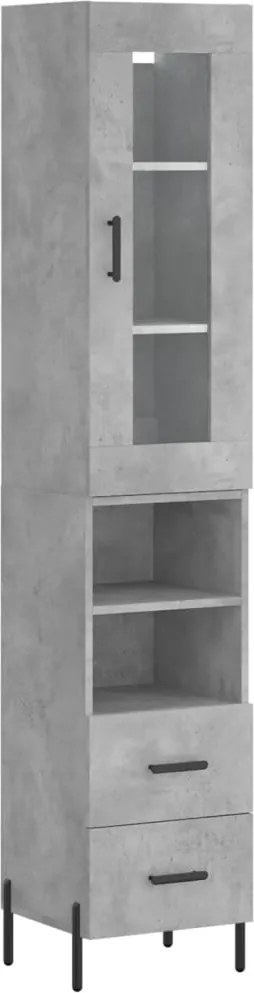vidaXL betonszürke szerelt fa magasszekrény 34,5x34x180 cm