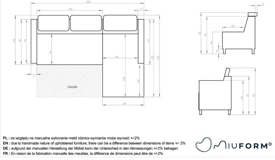 Sötétszürke bársony kinyitható sarokkanapé (jobb oldali) Sweet Harmony – Miuform
