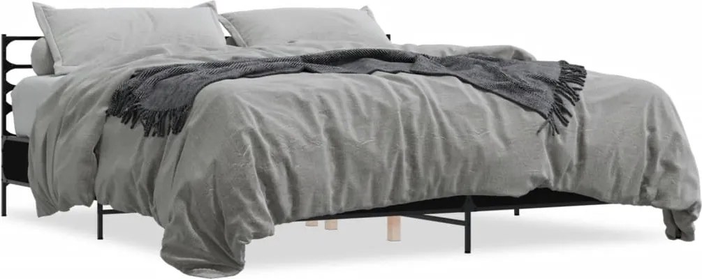 vidaXL fekete szerelt fa és fém ágykeret 180 x 200 cm