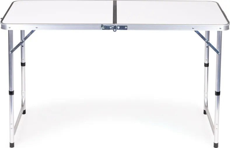 Kerti asztal, MultiGarden GMFC-FY12060, fehér, 120 x 60 cm, összecsukható, állítható magasság (60–70 cm), hordfogantyúval, teherbírás: 50 kg