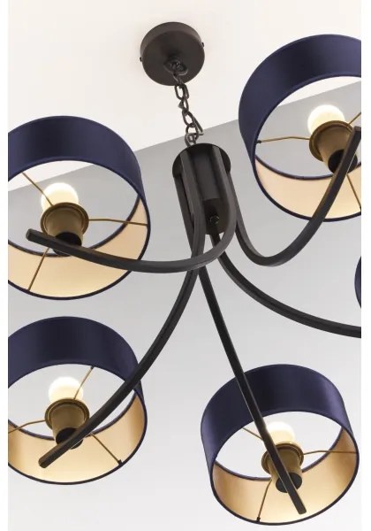 Jupiter 2101 - ARTHUR láncra akasztható csillár 5xE27/15W/230V kék/fekete