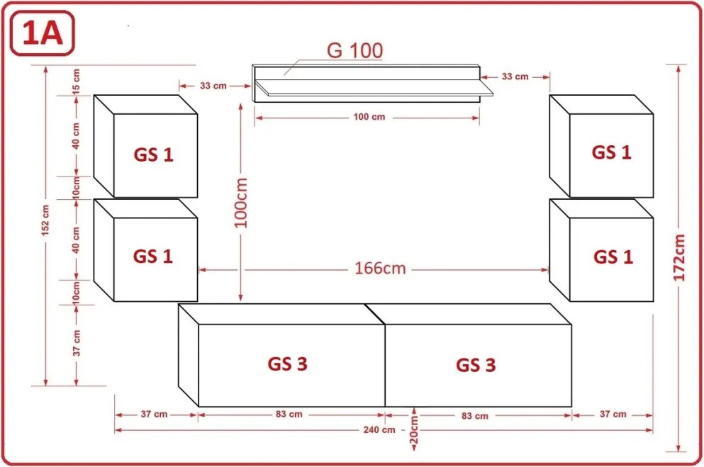 Prince Concept 41 nappali bútor szett magasfényű fehér (240CM)