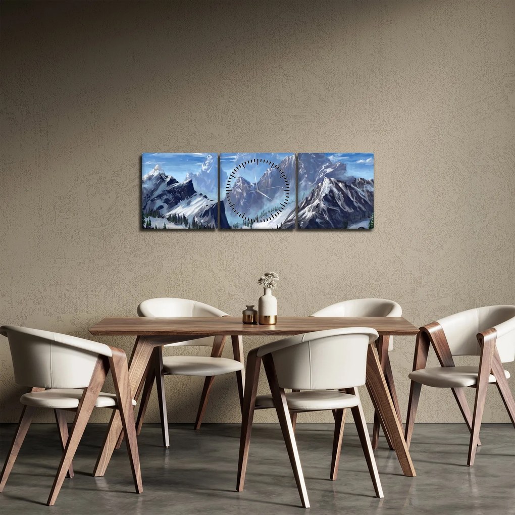 Kép - Festett hegyek (órával) (90x30 cm)