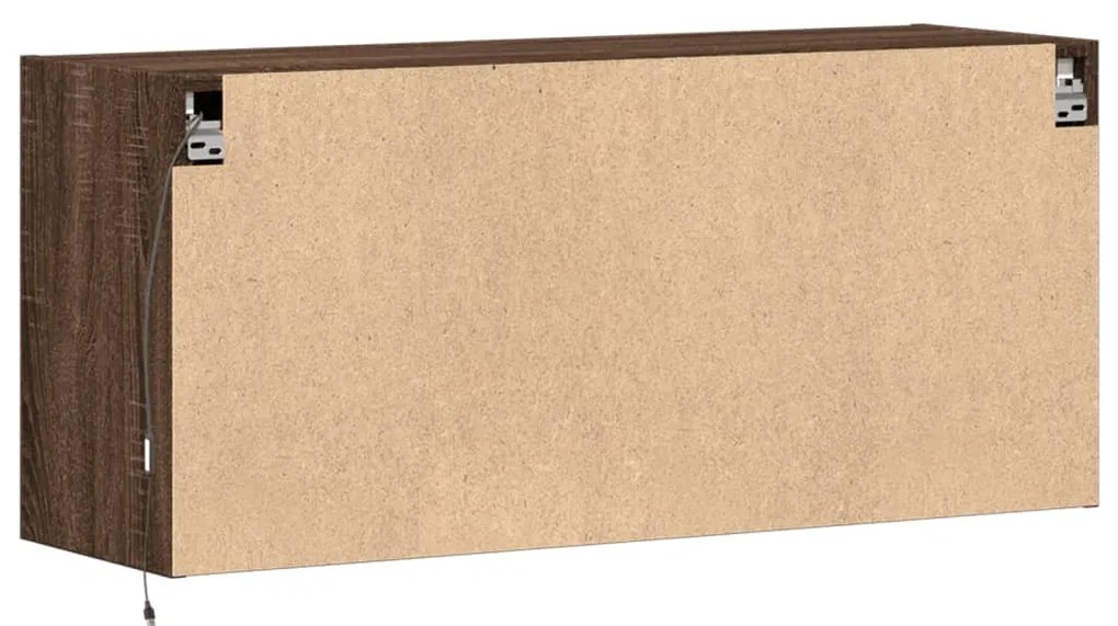 barna tölgyszínű fali TV-szekrény LED-del 100x31x45 cm