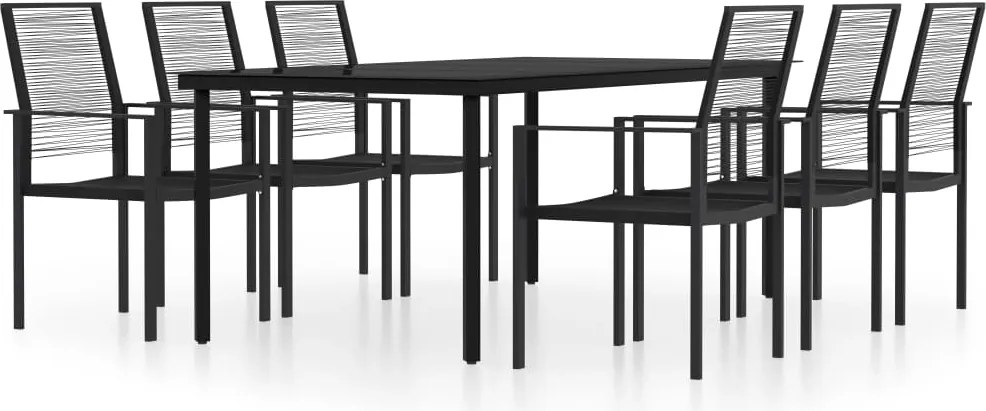 vidaXL 7 részes fekete kerti étkezőgarnitúra