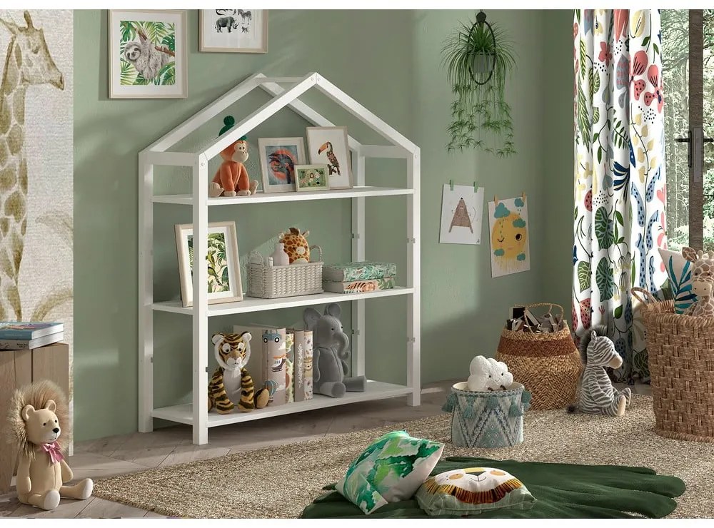 Fehér borovi fenyő gyerek könyvespolc 111x141x40 cm Dallas – Vipack