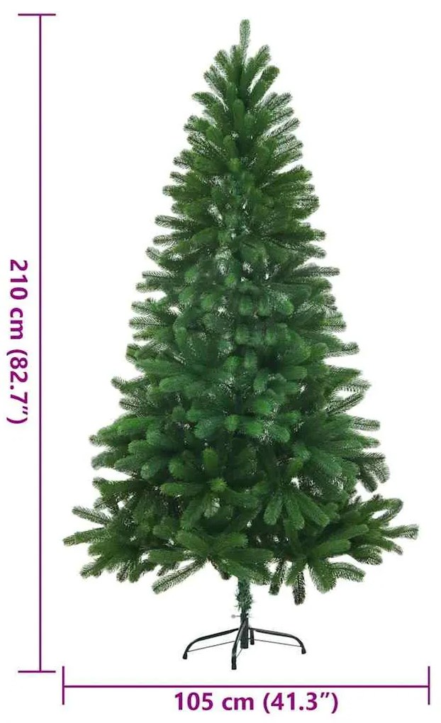 zöld műkarácsonyfa élethű tűlevelekkel 210 cm