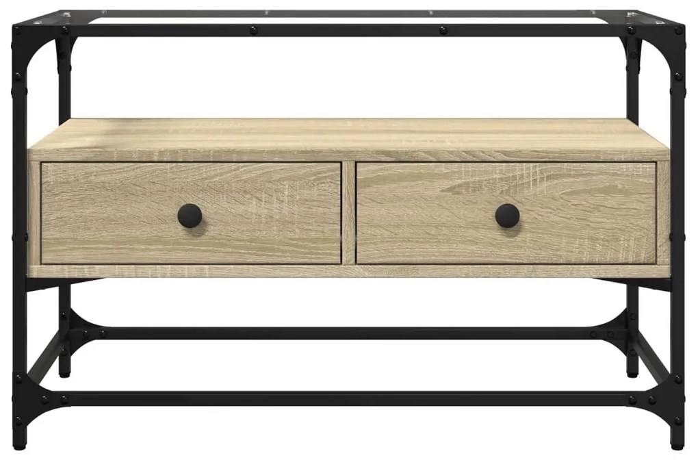 sonoma tölgy szerelt fa TV-szekrény üveglappal 80 x 35 x 51 cm