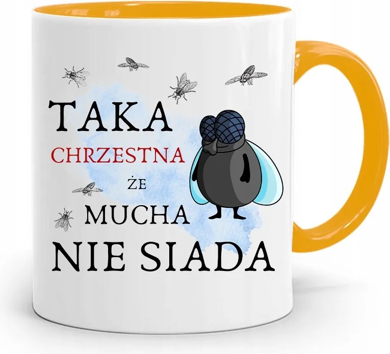 Keresztelői Bögre Sárga Ajándék fényképes nyomattal