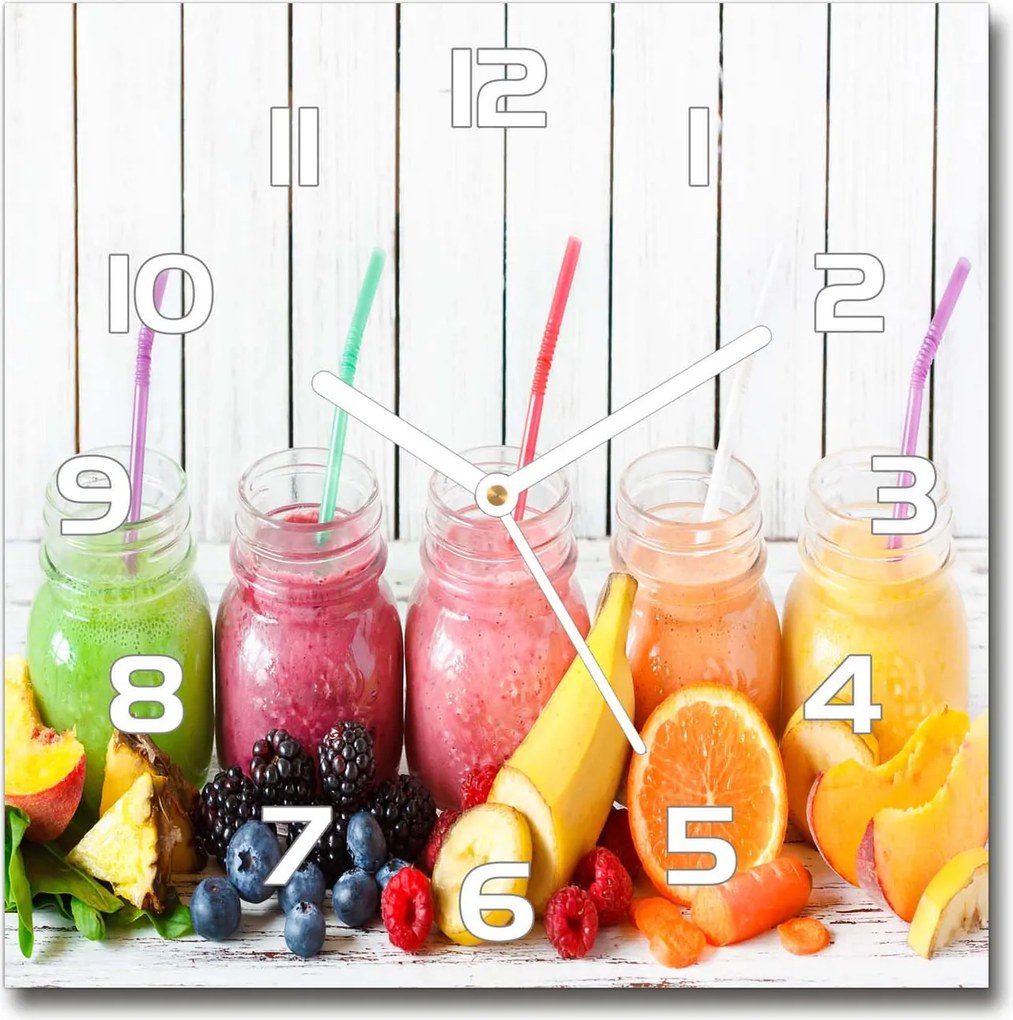 Üveg falióra Gyümölcsös koktélok 30x30 cm