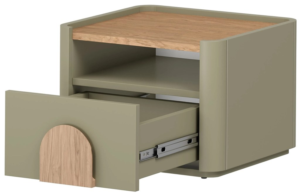 Amilio éjjeliszekrény 50 cm - eukaliptusz / baltic tölgy / natúr tölgy fogantyú