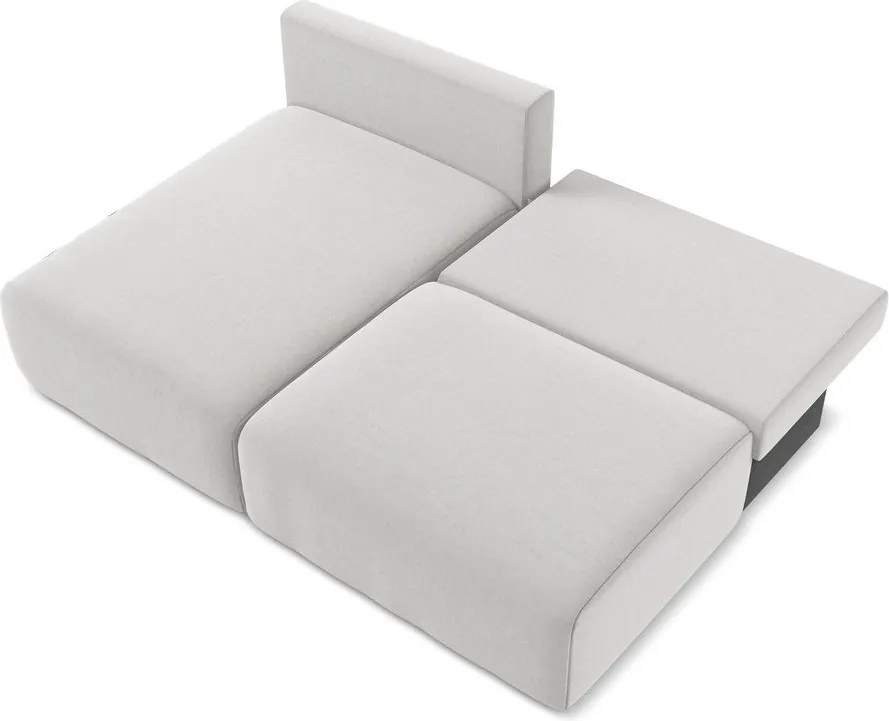 Világosszürke bársony kinyitható-tárolóhelyes sarokkanapé (bal oldali-heverő résszel) Kalena – Makamii