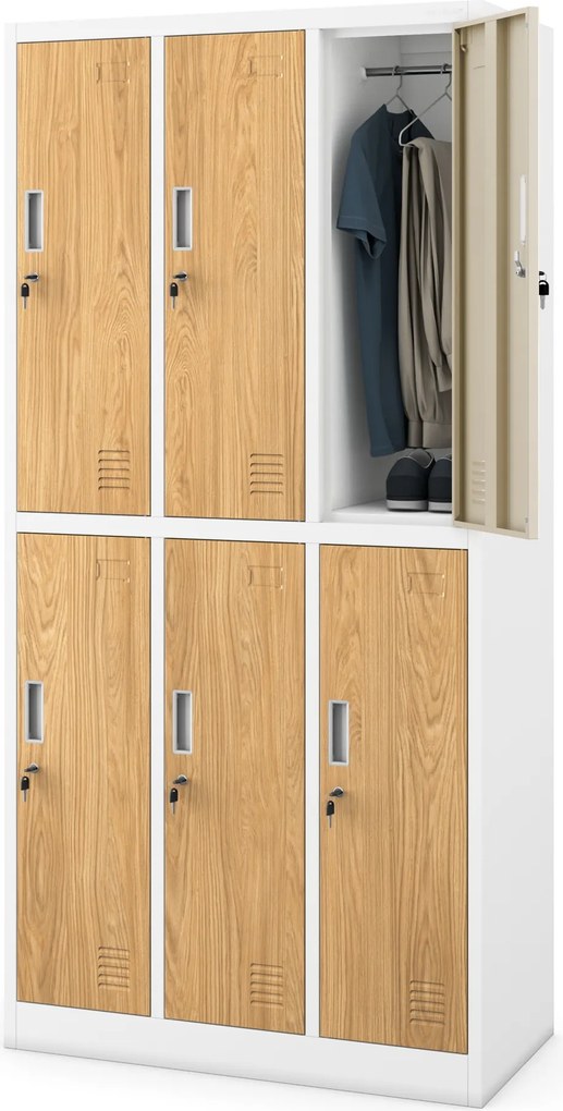 6 ajtós öltözőszekrény, fehér/arany tölgy, 900x1850x450 mm: IGOR Eco Design