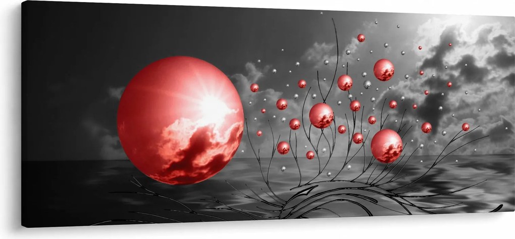 Piros gömbök képe (120x50 cm)