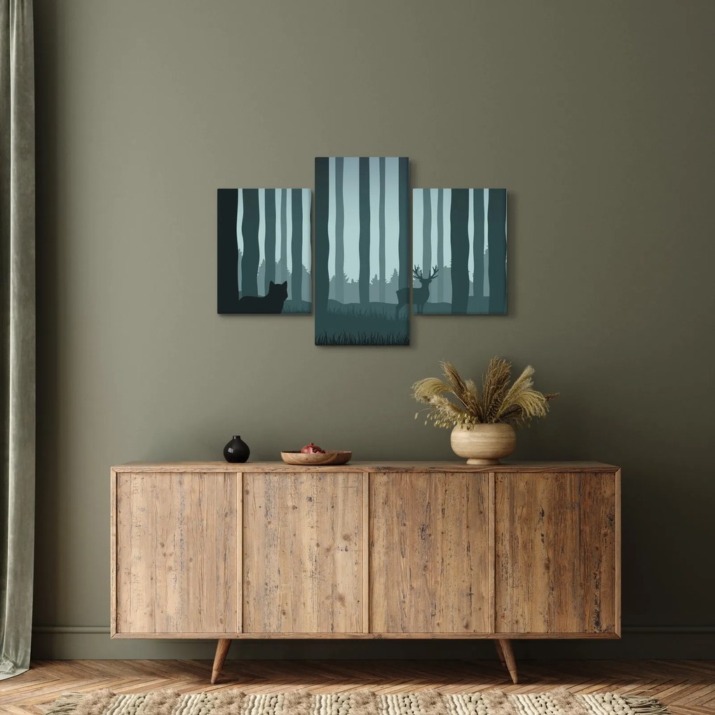 Kép - Szarvas farkassal a sziklák között (90x60 cm)