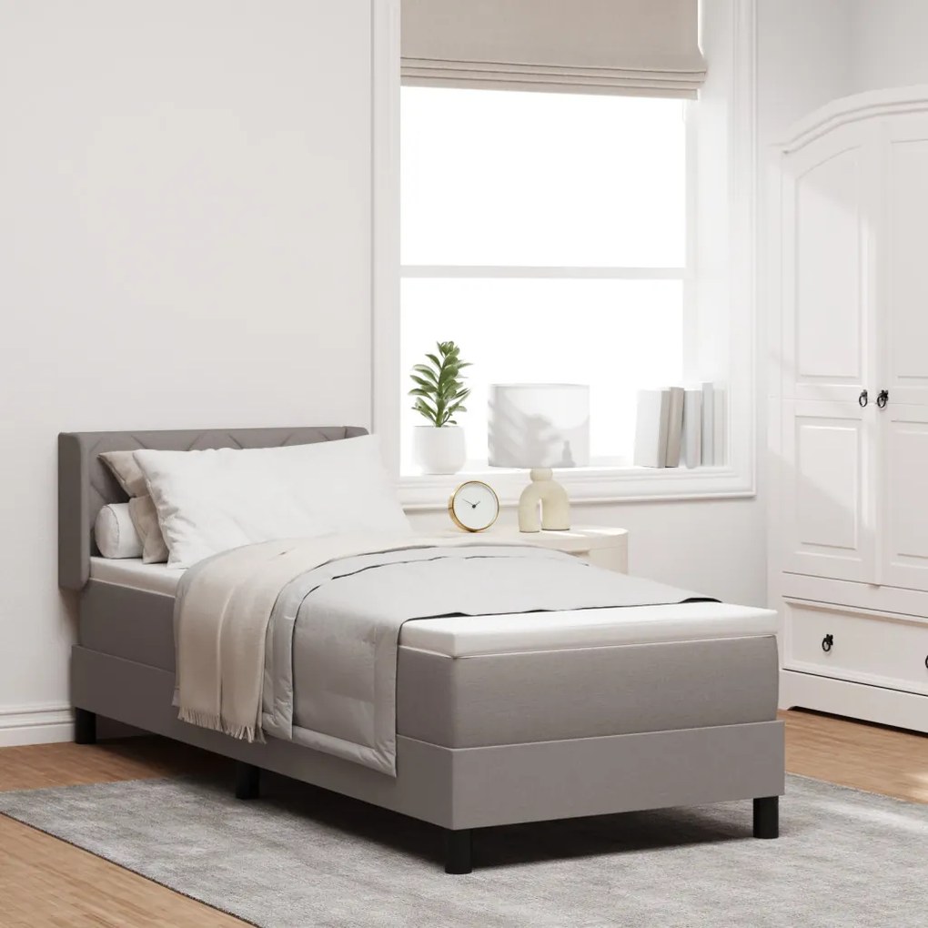 Boxspring ágy matraccal taupe színben, 80x200 cm szövet