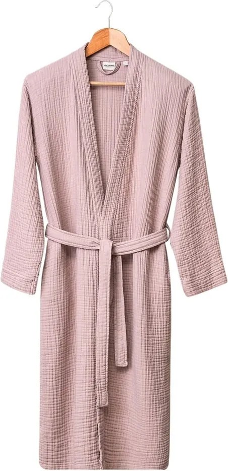 Rózsaszín muszlin fürdőköpeny S/M Kimono – Foutastic