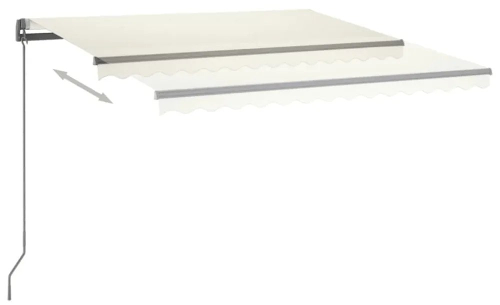 krémszínű automata szélérzékelős és LED-es napellenző 450x350cm