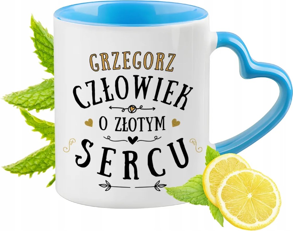 Gergelynek Kék Bögre Szív Alakú Füllel Kávé Ajándék