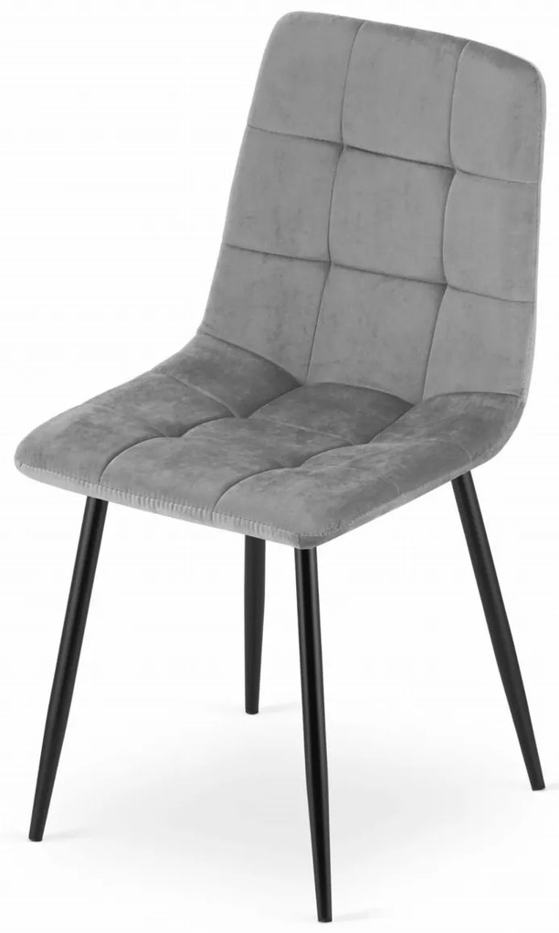 Világosszürke bársony szék KARA fekete lábakkal