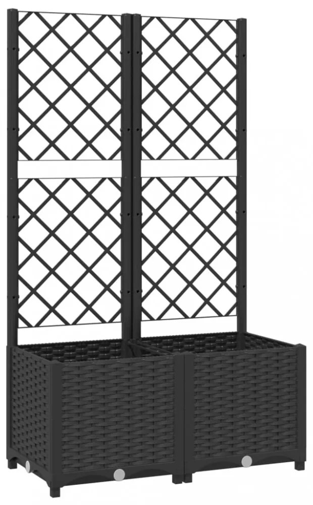 fekete polipropilén rácsos kerti ültetőláda 80 x 40 x 136 cm