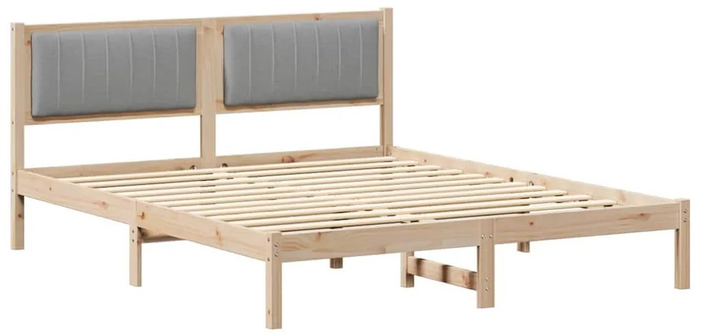 Ágykeret Kárpitozott Fejtámlával Világosszürke 160 x 200 cm