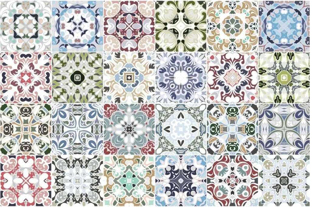 Dekorációs matricák 10x10 cm fürdőszobába és konyhába, 24 db