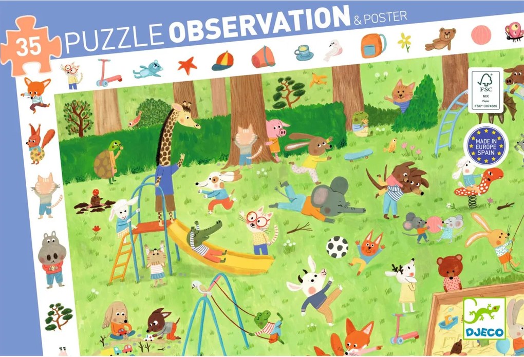 Megfigyeltető puzzle - Kisbarátok a kertben, 35 db-os - Little friends' garden