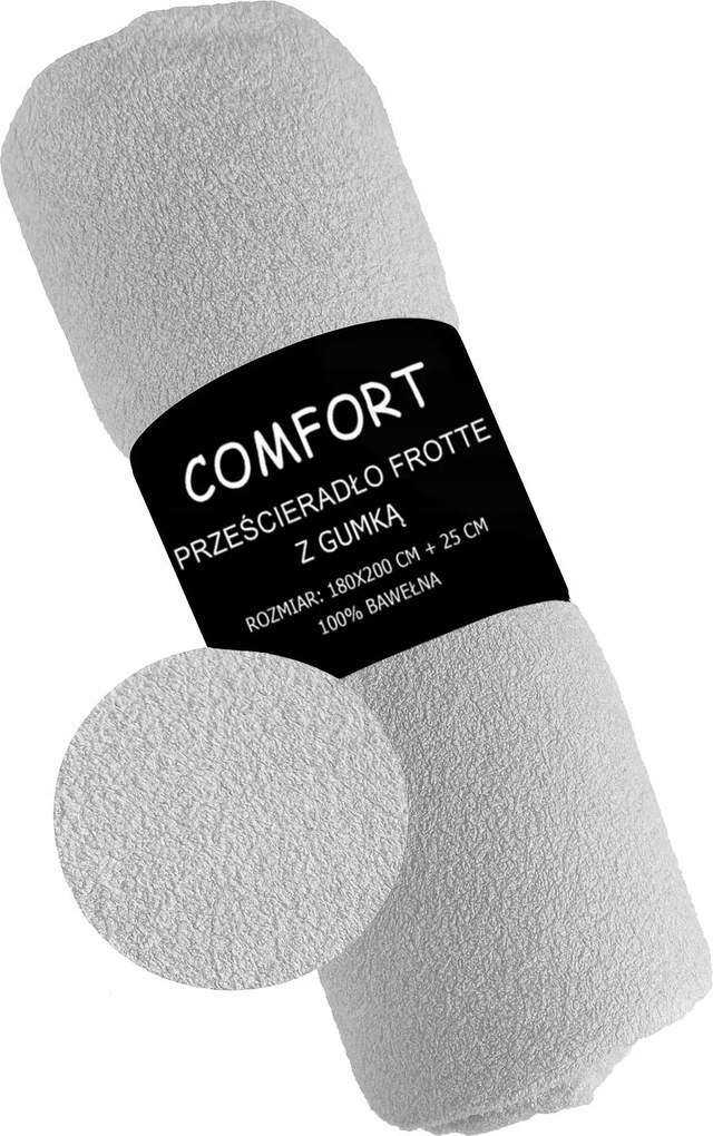 Frottír Gumis Lepedő 180x200 Világos Hamu 100% Pamut Frottír