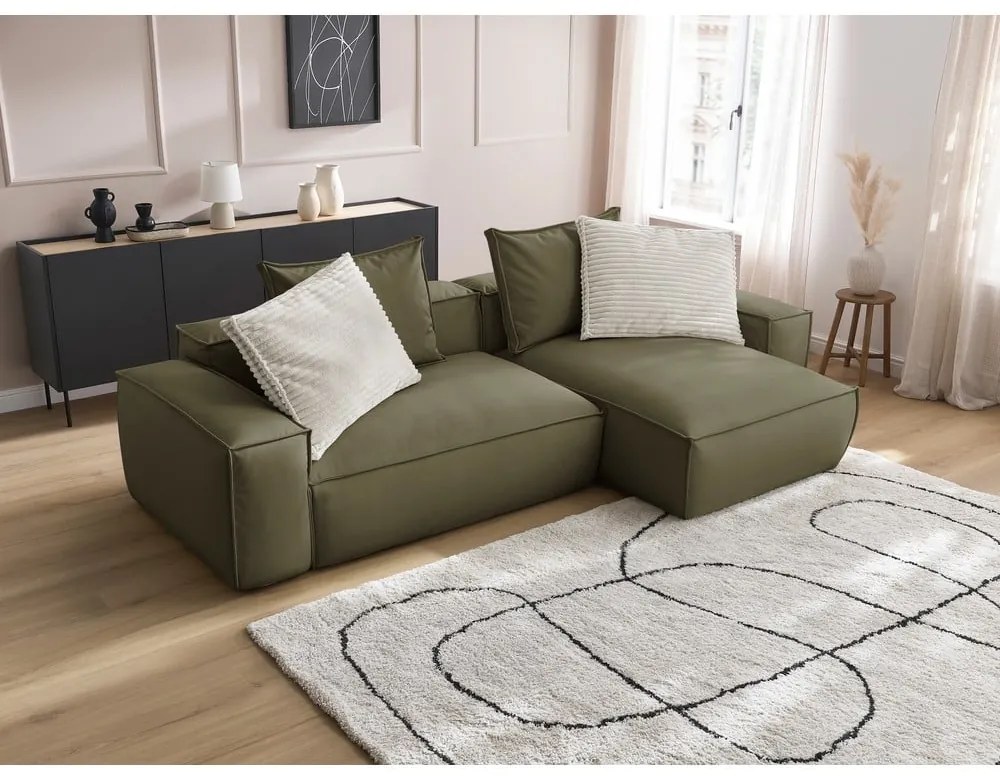 Zöld bőrutánzat sarokkanapé (variálható) Boheme – Bobochic Paris