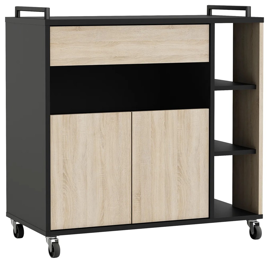 Szekrény mikrohullámú sütőhöz INDUS tölgy / fekete