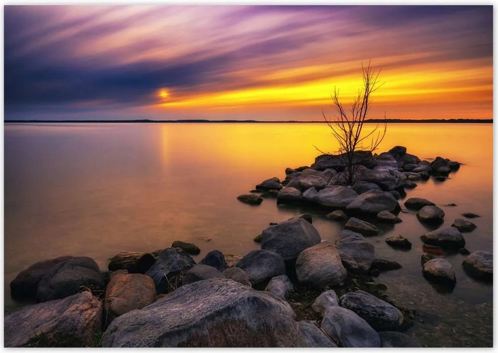 Poszterek 100x70 Sziklák Tenger Naplemente