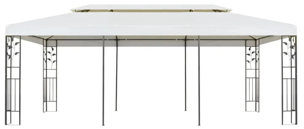 fehér acél pavilon dupla tetővel 6 x 3 m