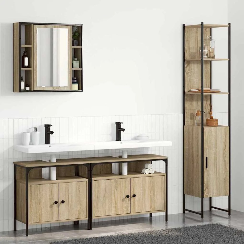 Fürdőszoba bútor szett 4 pcs sonoma tölgy 33 x 33 x 185.5 cm