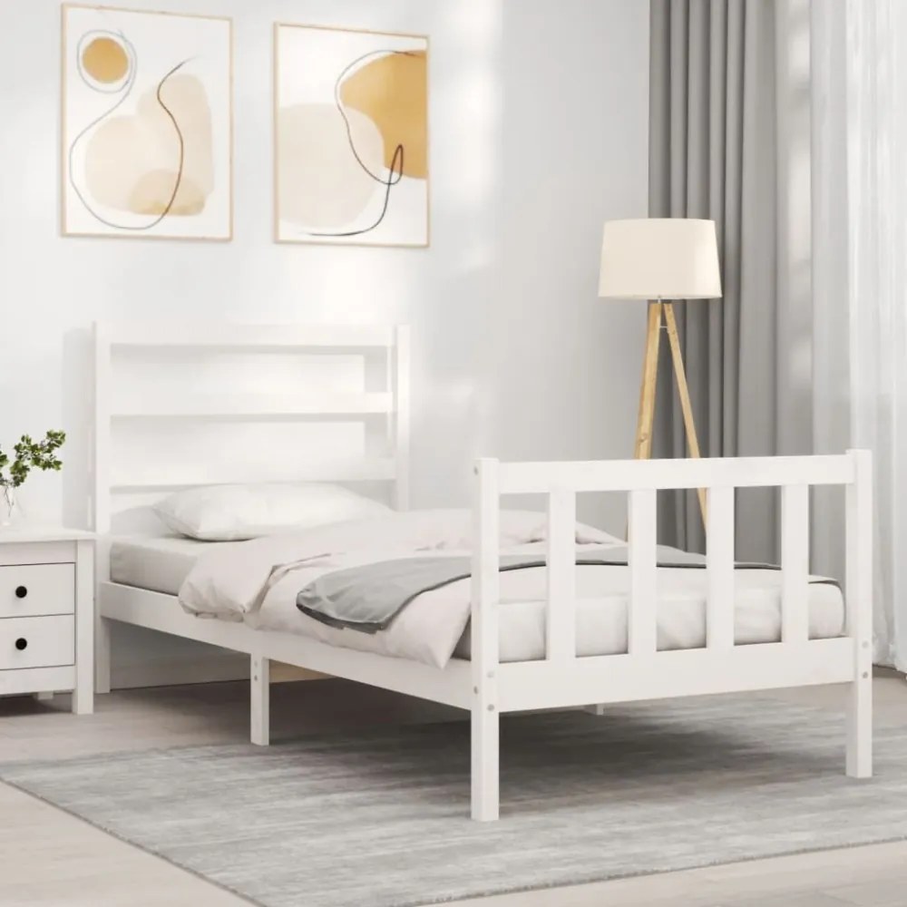 fehér tömör fenyőfa ágykeret matrac nélkül 90 x 190 cm