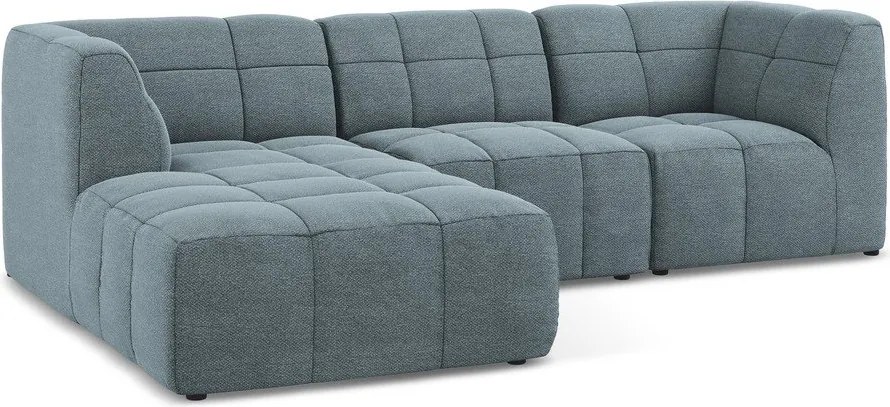 Kék buklé sarokkanapé (bal oldali-heverő résszel) Aloha – Makamii