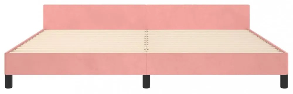 rózsaszín bársony ágykeret fejtámlával matrac nélkül 200x200 cm