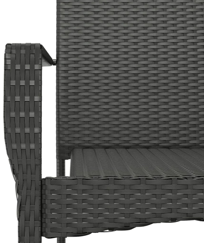 9 részes fekete polyrattan kerti étkezőgarnitúra párnákkal