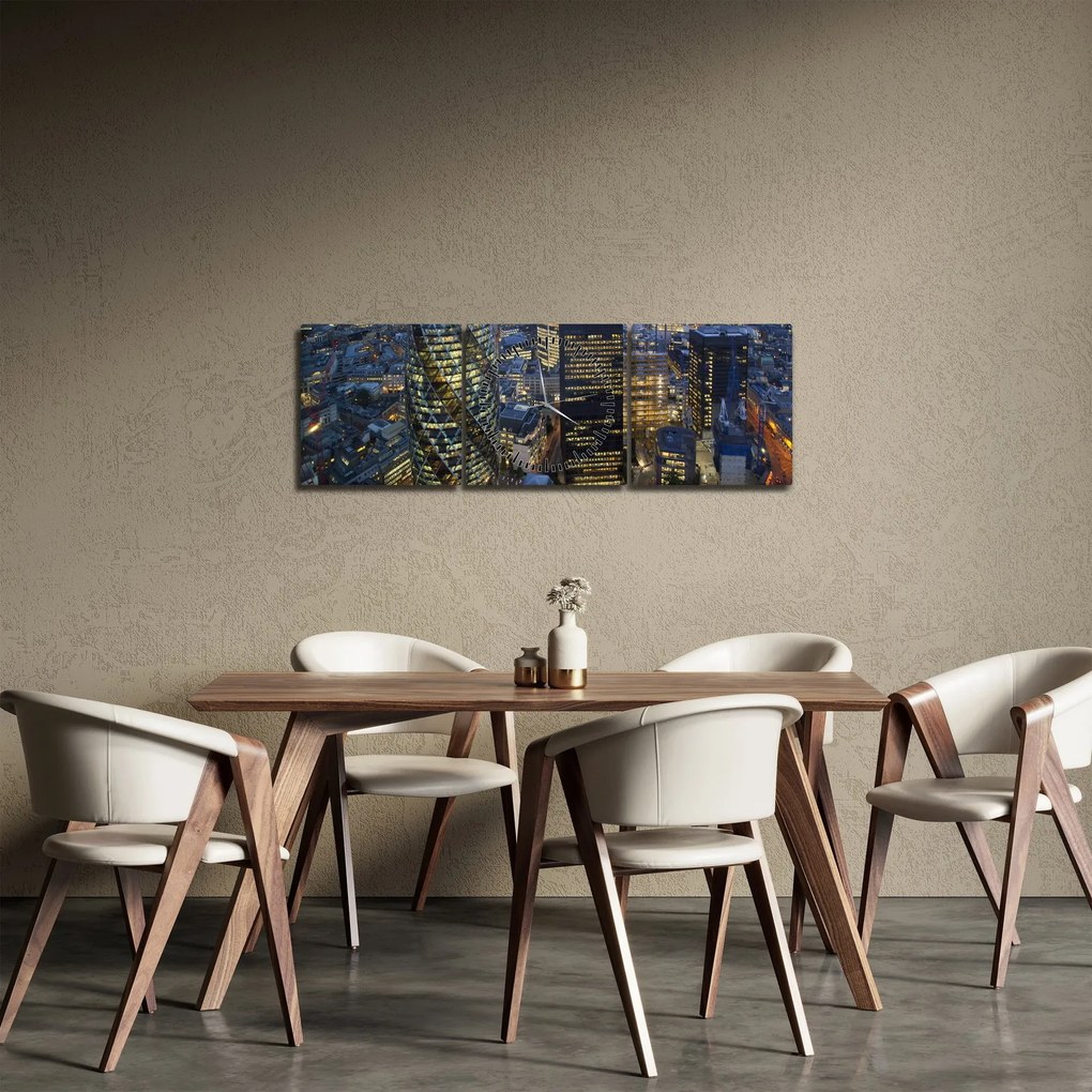Kép - London esti panorámája (órával) (90x30 cm)