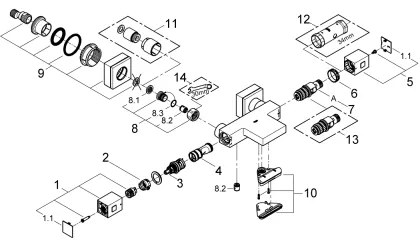 GROHE 34497000 - GROHTHERM CUBE termosztátos kádcsaptelep DN 15, fényes króm
