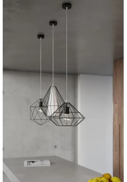 Csillár zsinóron DEMI 1xE27/60W/230V fekete/fehér