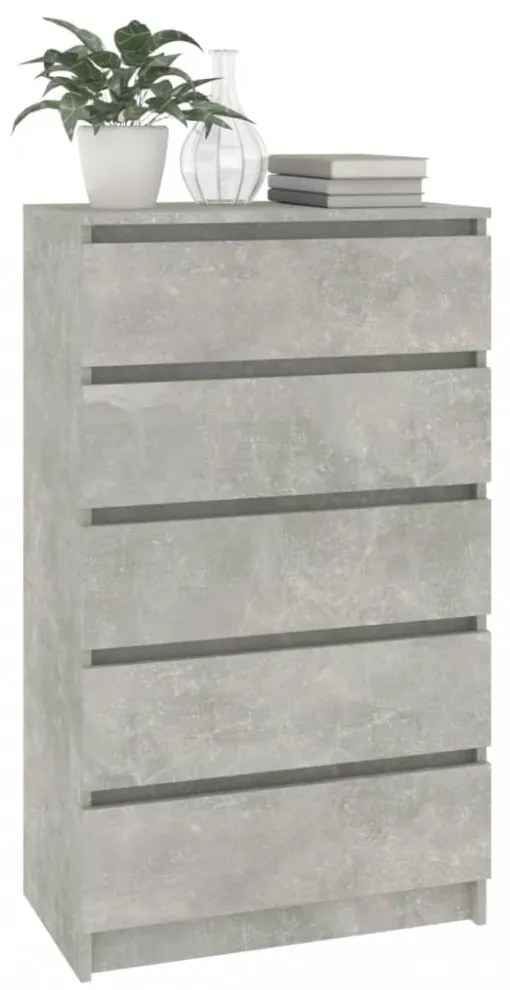 betonszürke szerelt fa fiókos szekrény 60 x 36 x 103 cm