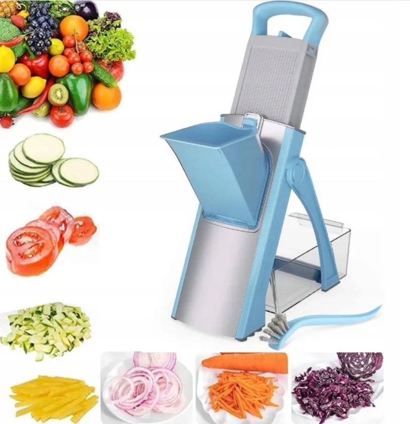 Szeletelő Zöldség- És Gyümölcsszeletelő Többfunkciós Reszelő Kék